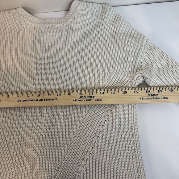 Lucky Brand Sweater Women’s Size S/M Lace Up Back Ribbed Cream Coastal Country - Picture 4 of 7